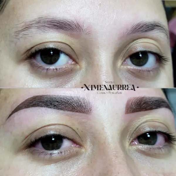Cejas híbridas naturales Micropigmentación de cejas híbridas con efecto natural en Studio Ximena Urrea